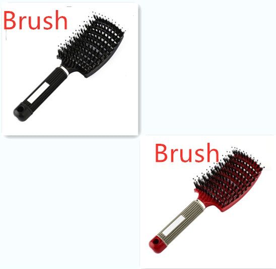 Bristle and Nylon Hair Brush with Massage and Soft Handle