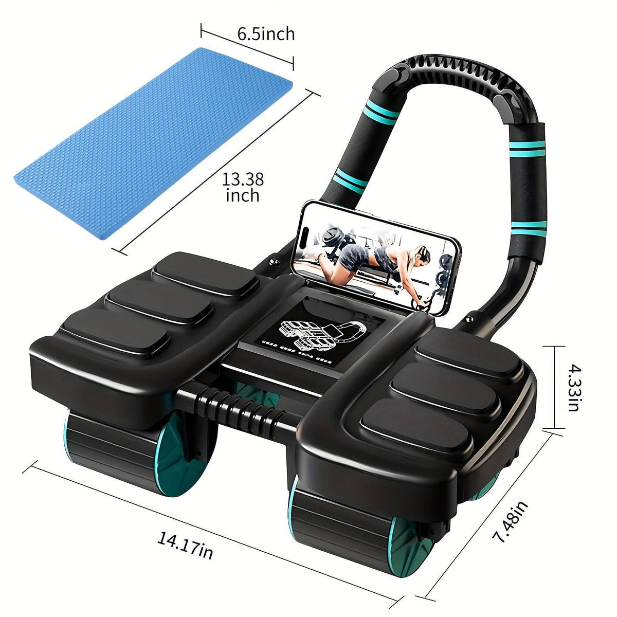 Self-Rebounding Ab Roller with Elbow Pads Automatic Rebound & Safety Brake Core Workout Equipment for Home Gym Fitness Training for Men & Women