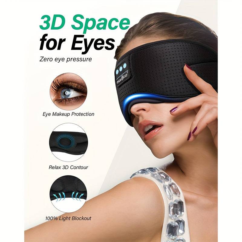 Sleep Headphones with Eye Mask & Wireless Charging Lightweight Breathable Headband for Side Sleepers, Travel & Home
