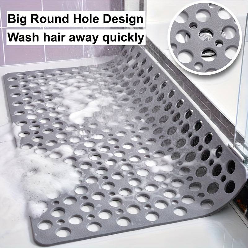 Quick-Dry Non-Slip Massage Bath Mat 43x75cm Suction Cup Mat with Drain Holes & Rings for Home & Hotel Use