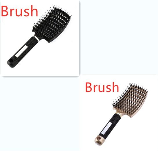 Bristle and Nylon Hair Brush with Massage and Soft Handle