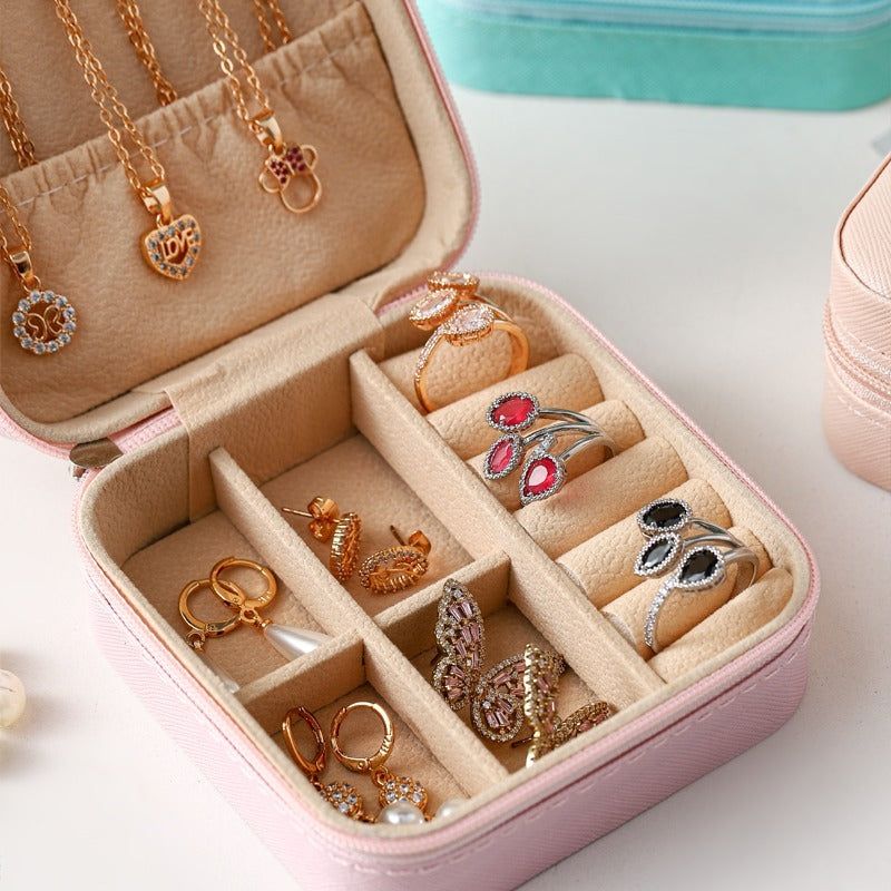 Jewelry Organizer Box For Rings And Earrings Pink Case