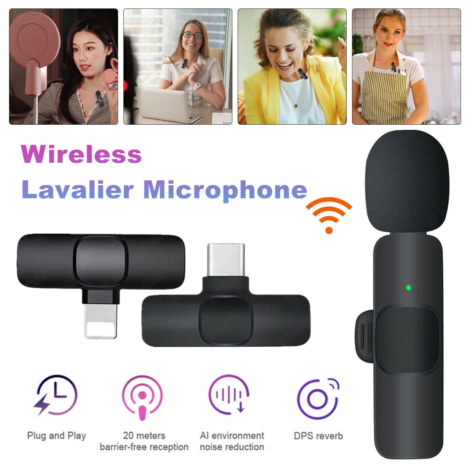 Mini lapel microphone, wireless audio and video recording with phone charging, recording short videos - PMMNAPOLES