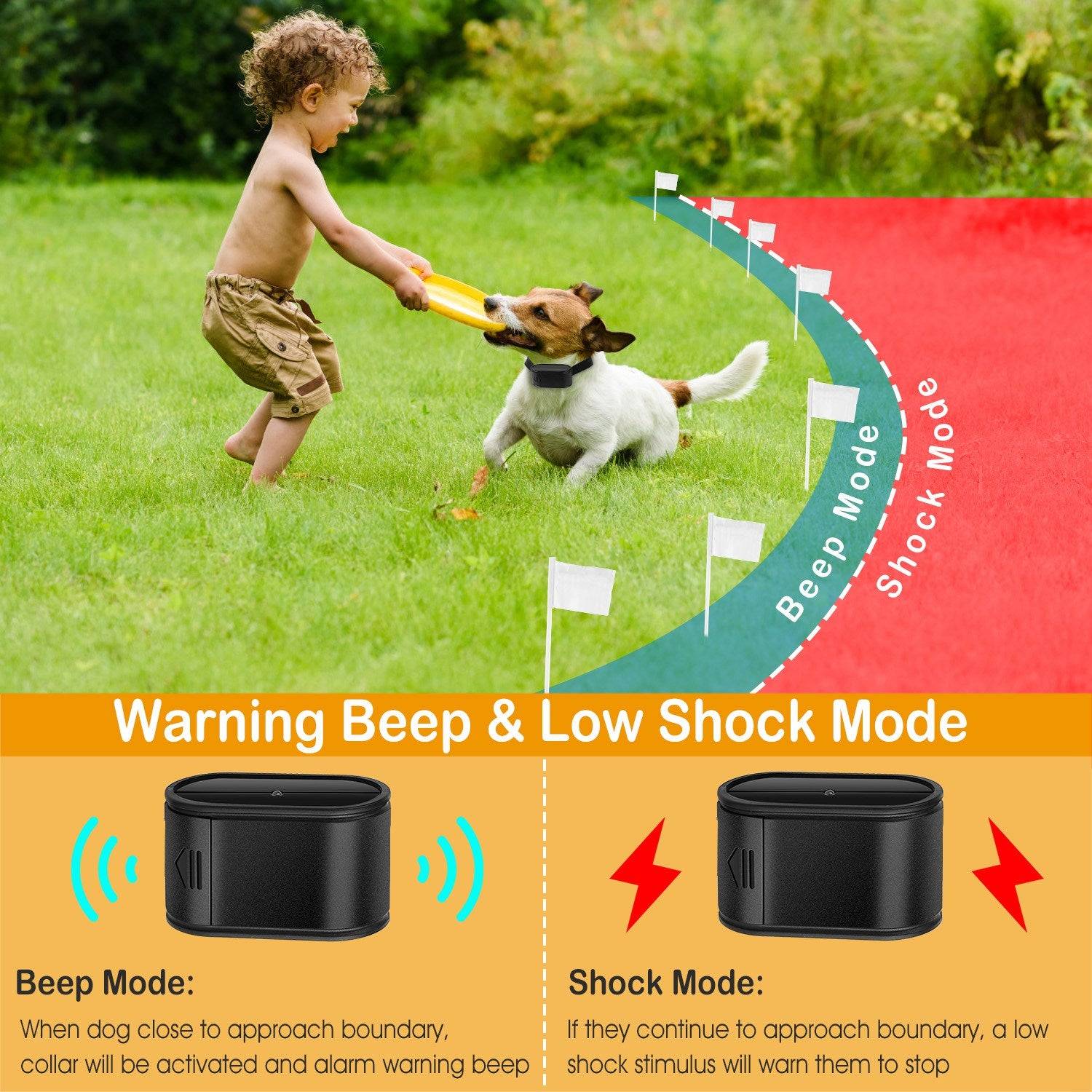 Wireless Dog Fence System with Waterproof Collar