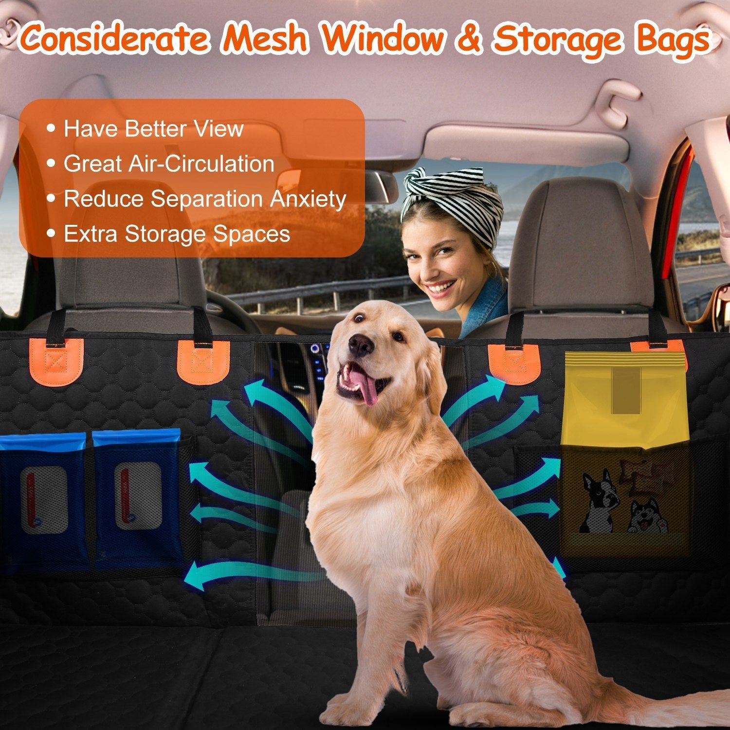 Waterproof Dog Car Seat Cover with Mesh Window