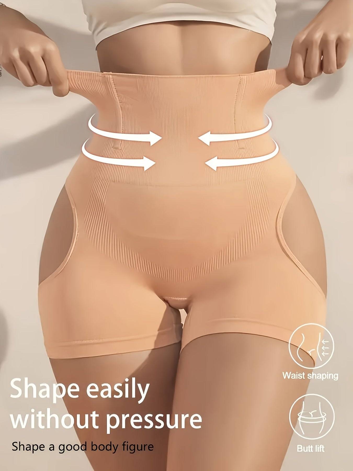 Women’s High-Waisted Shapewear Shorts – Nylon & Elastane Blend with Tummy Control and Butt Lift, Smooth Solid Color Fabric