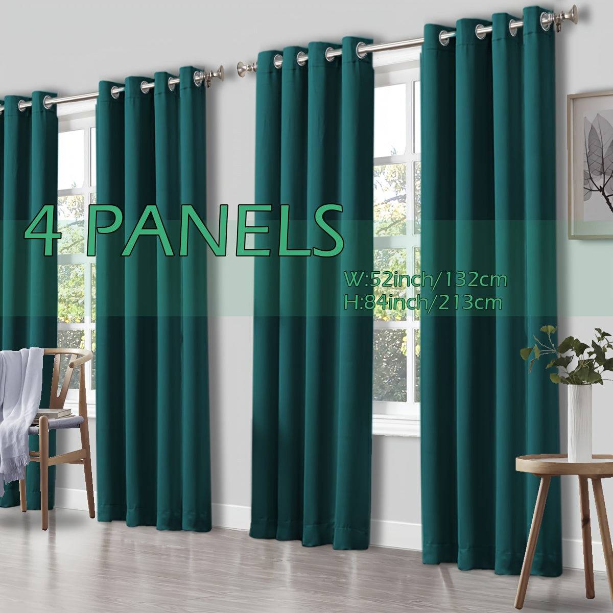 Set of 4 Thermal Blackout Curtains Triple Weave Solid Grommet Panels Insulated Patio Drapes for Complete Darkness & Comfort at Home or Office