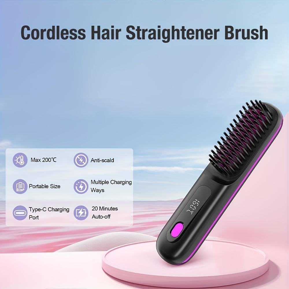 Cordless USB Hair Straightener Comb Dual Function