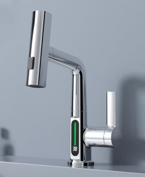 Intelligent Digital Display Faucet Pull-out Basin Faucet Temperature Digital Display Rotation - PMMNAPOLES