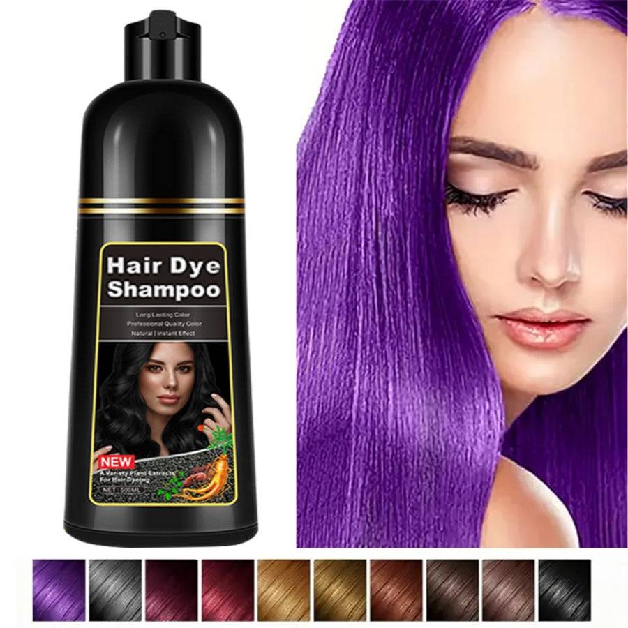500ml 5-in-1 Hair Dye Shampoo – Covers White Hair, Herbal Formula, Free Toolkit, Gift for Men & Women