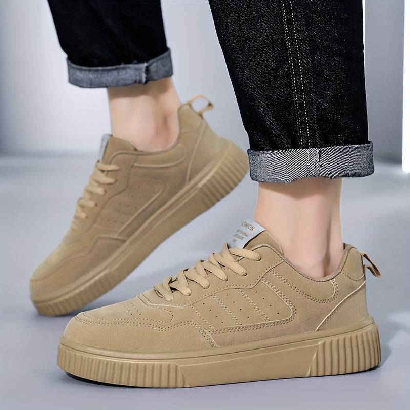 Men’s Low-Top Sneakers – Breathable PU Upper, Shock-Absorbing MD Sole, EVA Insole, Lace-Up Casual & Running Shoes for All-Season Comfort