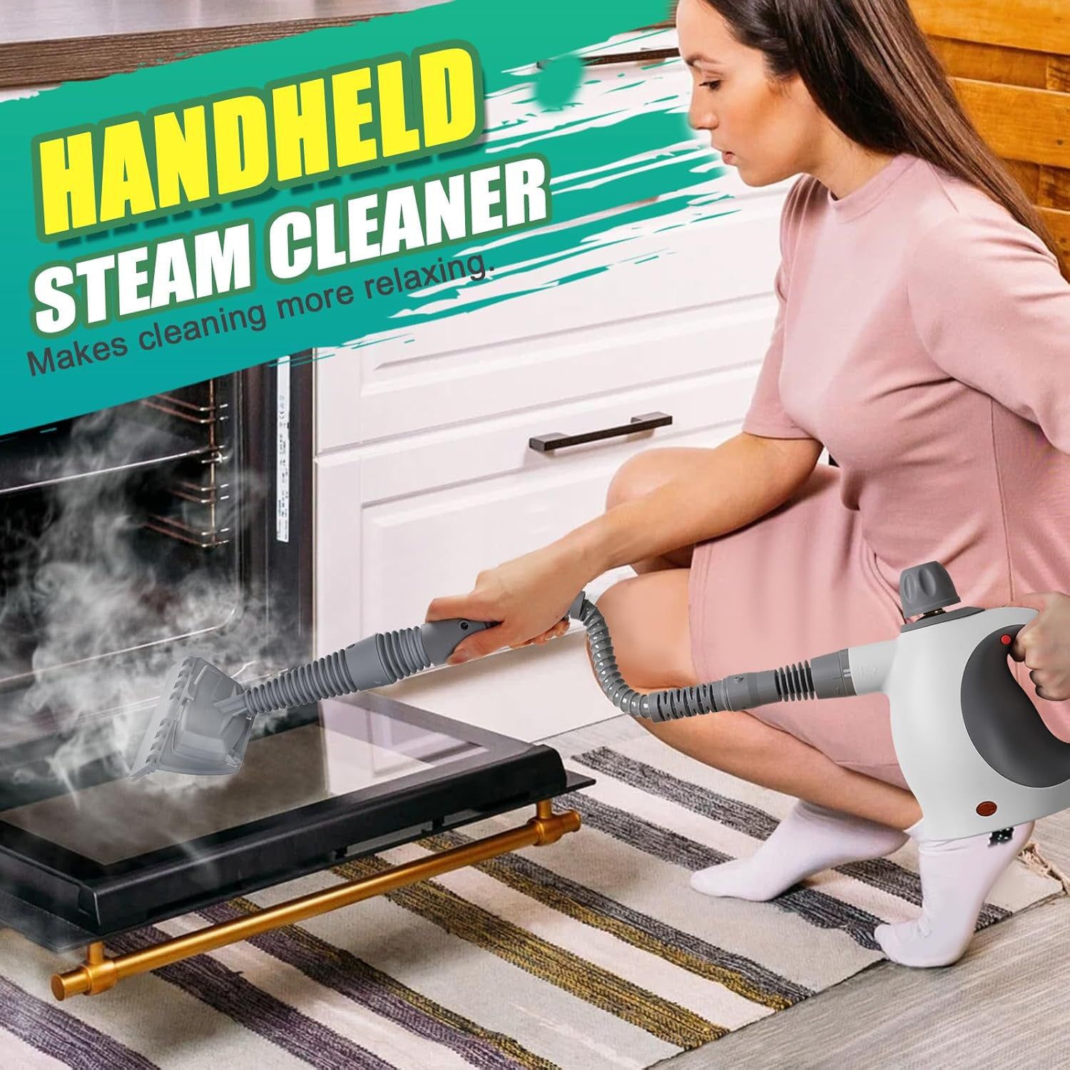 Handheld Steam Cleaner with Safety Lock and 12 Accessories