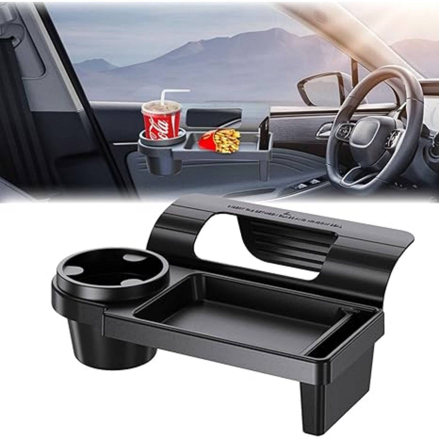 Car Window Storage Tray Organizer Multifunctional Door Side Rack with Cup Holder & Phone Box Universal Fit Vehicle Accessory