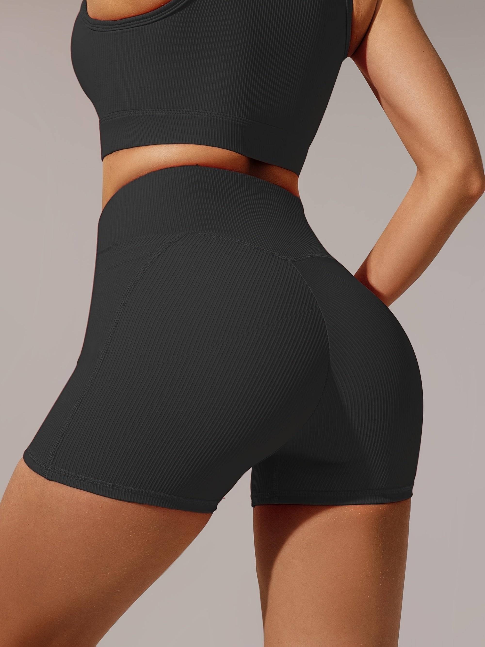 High Waisted Yoga Shorts Breathable Gym Running Fit