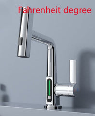 Intelligent Digital Display Faucet Pull-out Basin Faucet Temperature Digital Display Rotation - PMMNAPOLES