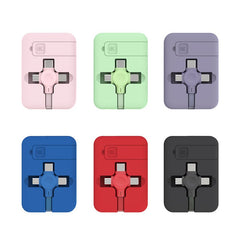 Retractable USB Cable Creative Macaron Type C Micro Cable For I Phone With Phone Stand Charging Data Cable Line Storage Box - PMMNAPOLES