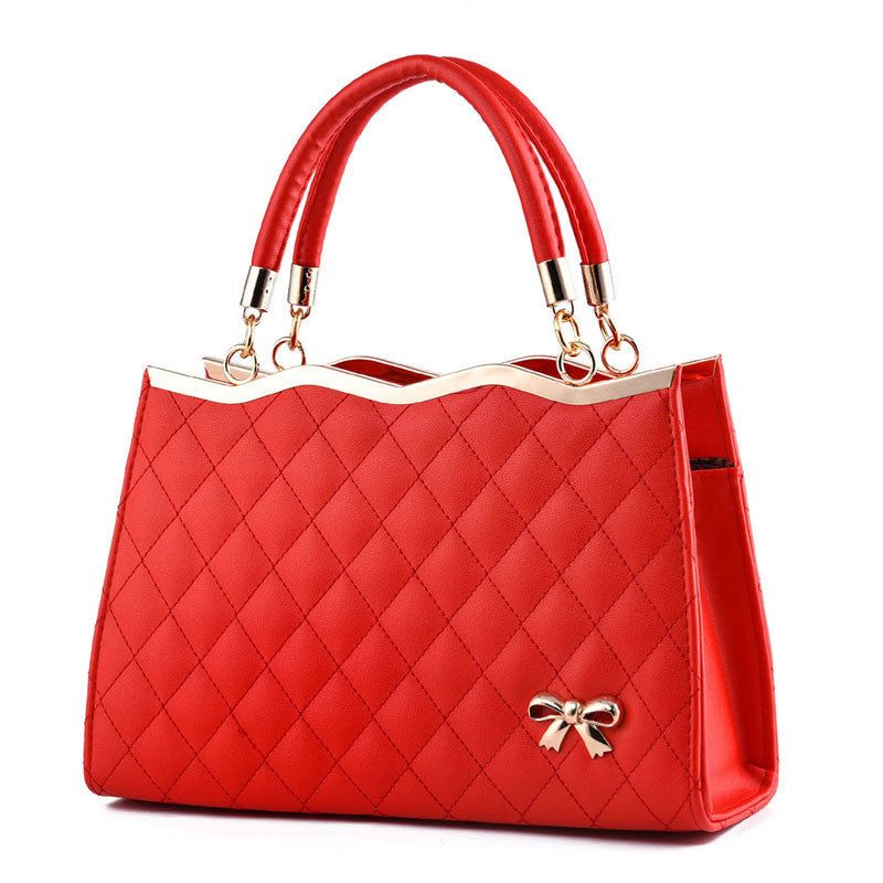 Womens PU Leather Tote Bag with Bow and Crossbody Strap