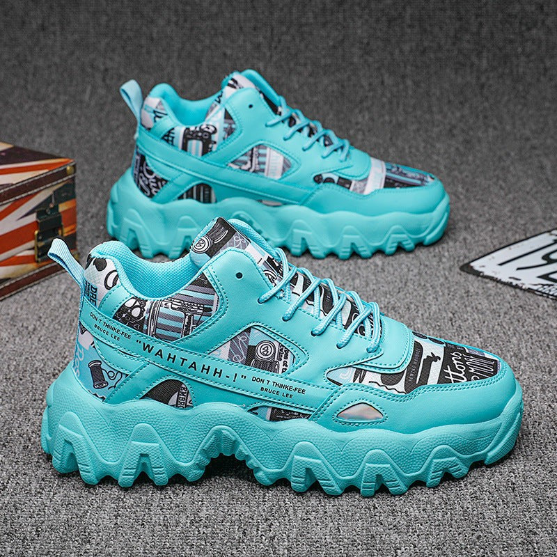 Men’s High-Top Board Shoes Thick Sole PU Insole Lace-Up Casual Sports Sneakers