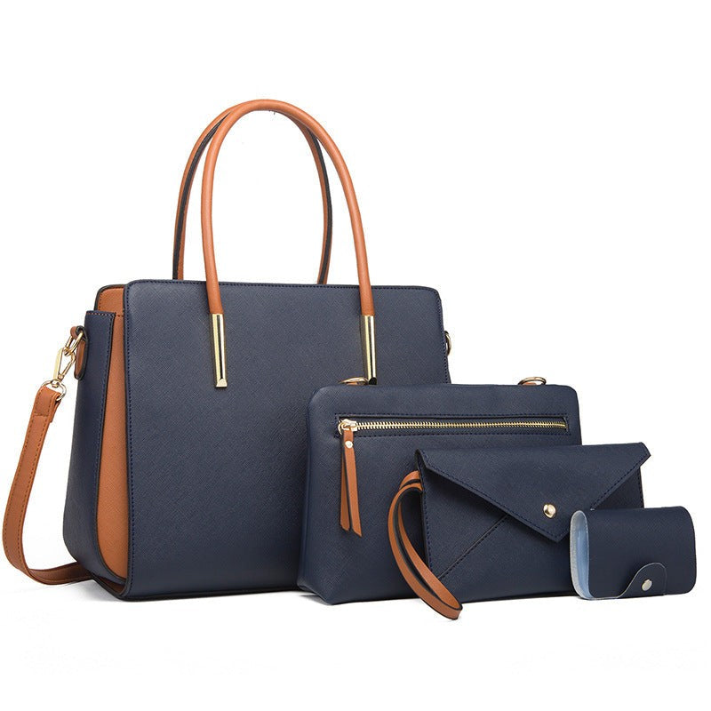 Large Retro Tote Bag With Zipper And Inner Pockets