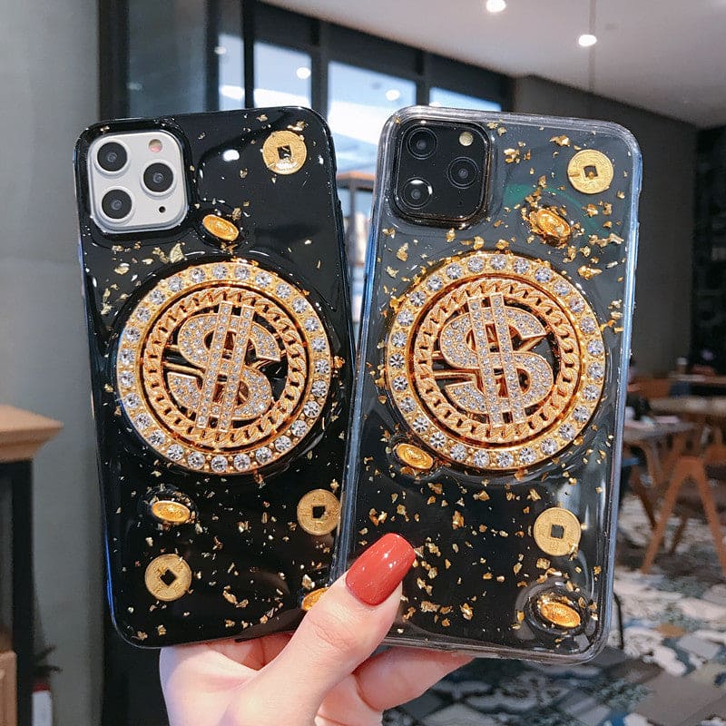 Diamond Dollar Turnplate Phone Case Luxury Designe - PMMNAPOLES