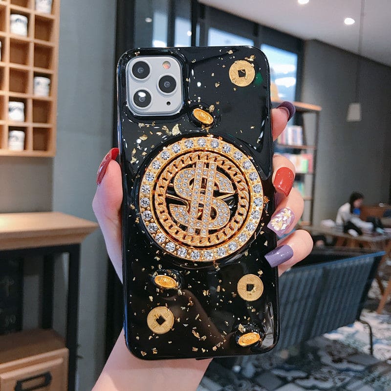 Diamond Dollar Turnplate Phone Case Luxury Designe - PMMNAPOLES