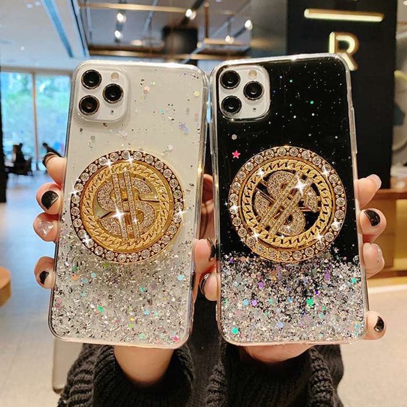 Diamond Dollar Turnplate Phone Case Luxury Designe - PMMNAPOLES