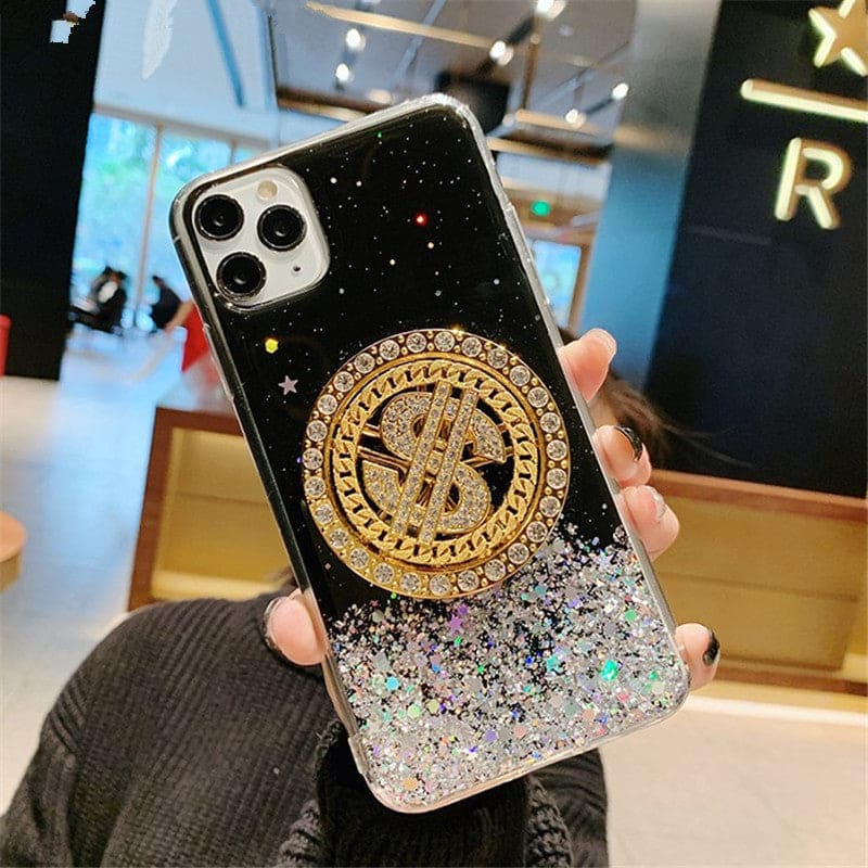 Diamond Dollar Turnplate Phone Case Luxury Designe - PMMNAPOLES