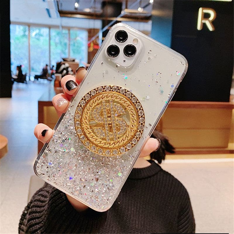 Diamond Dollar Turnplate Phone Case Luxury Designe - PMMNAPOLES