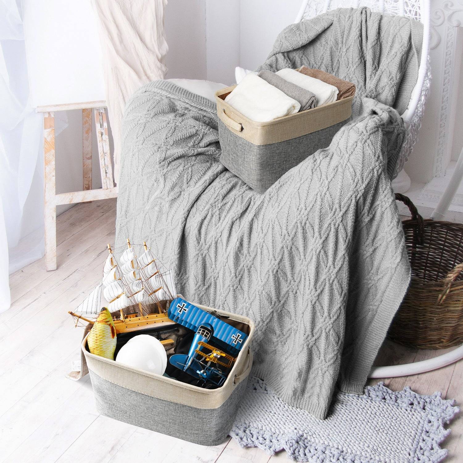Foldable Linen Storage Containers Japanese Style Basket