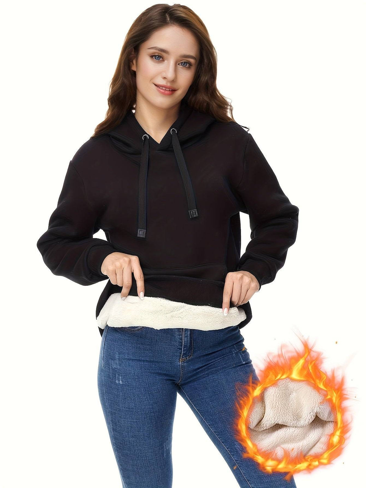 Womens Velvet Hoodie Pullover With Drawstring