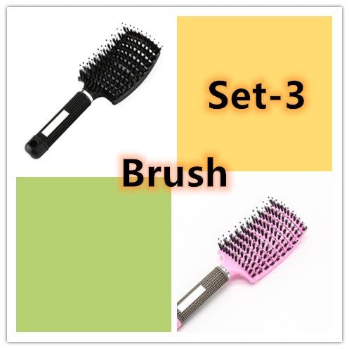 Bristle and Nylon Hair Brush with Massage and Soft Handle