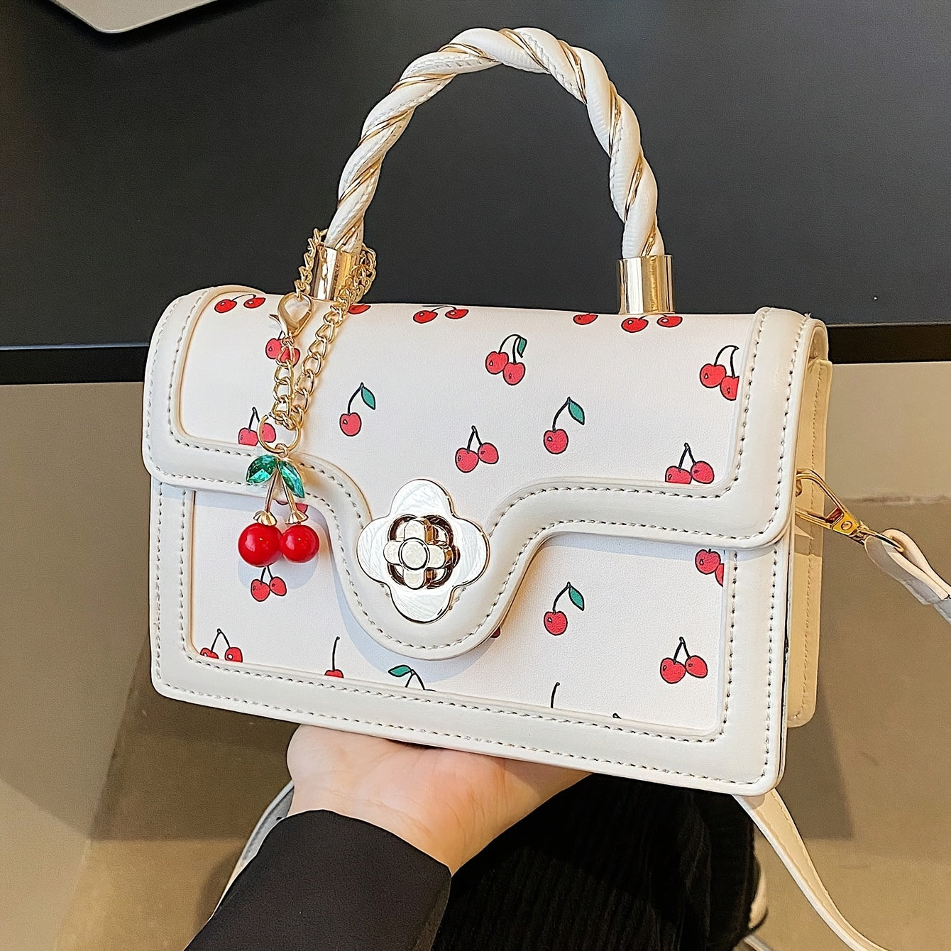 Women's Crossbody Bag with Golden-Tone Hardware, Lightweight PVC Small Purse with Kiss Lock Closure, Compact Shoulder Handbag for Travel & Everyday Use