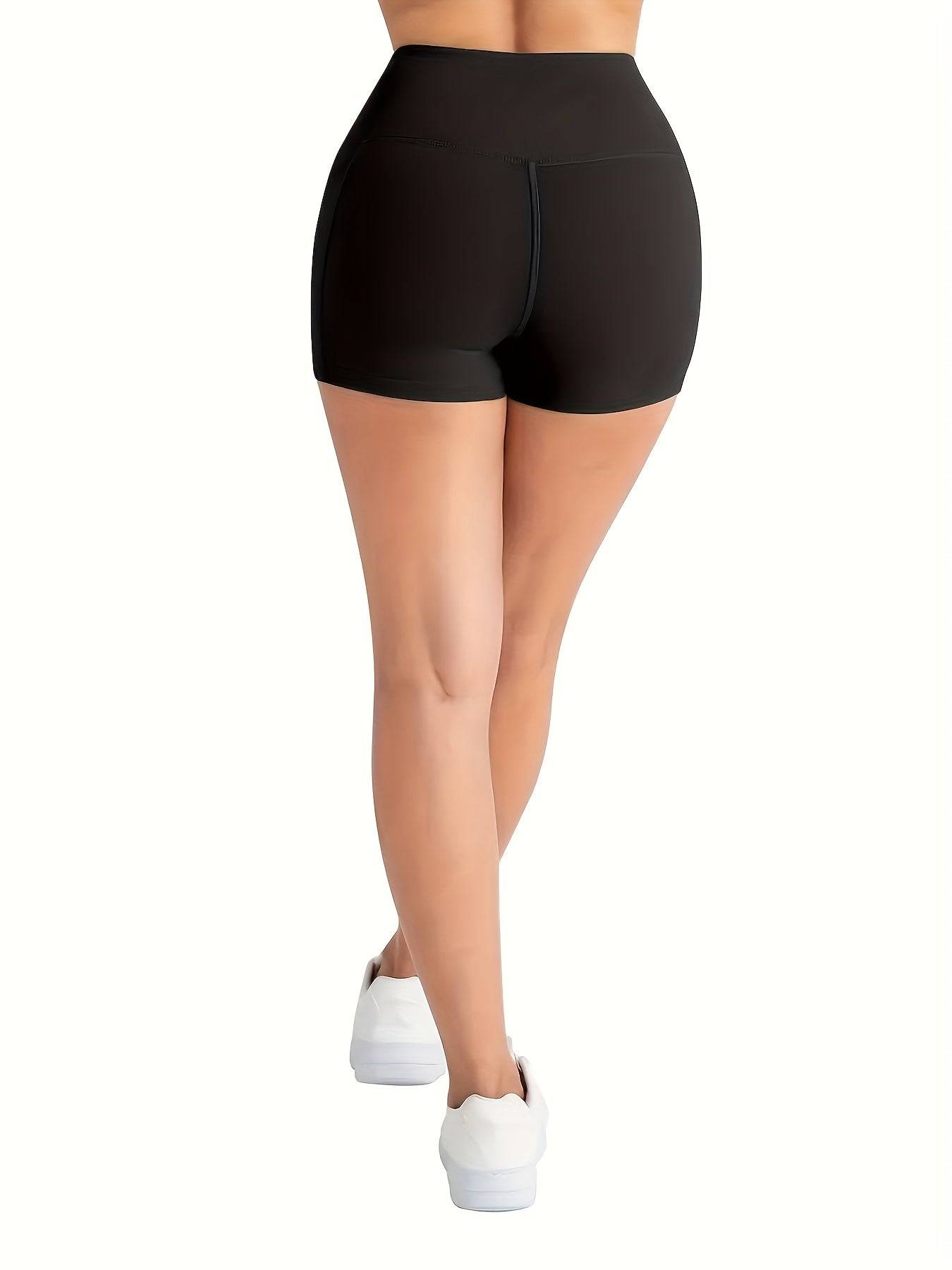 3-Pack Women’s High-Waist Workout Shorts with Pockets, Breathable Stretch Fabric, Non-See-Through Tight Fit for Running & Fitness