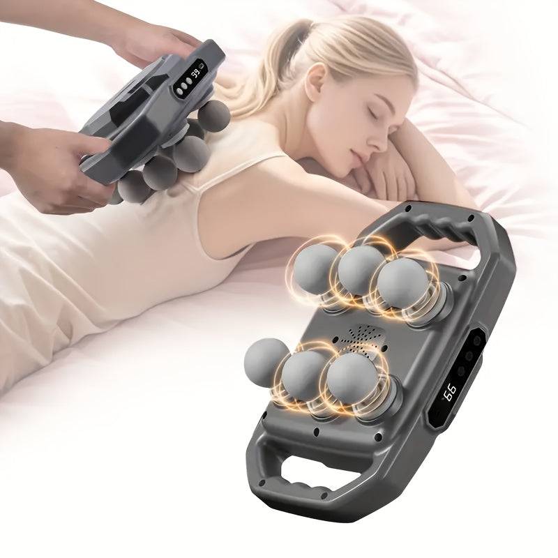 Deep Tissue Massager with 6 Heads Electric Percussion Device with 9 Speeds & 9 Modes Portable Muscle Relaxation Tool for Back, Legs, Arms & Waist