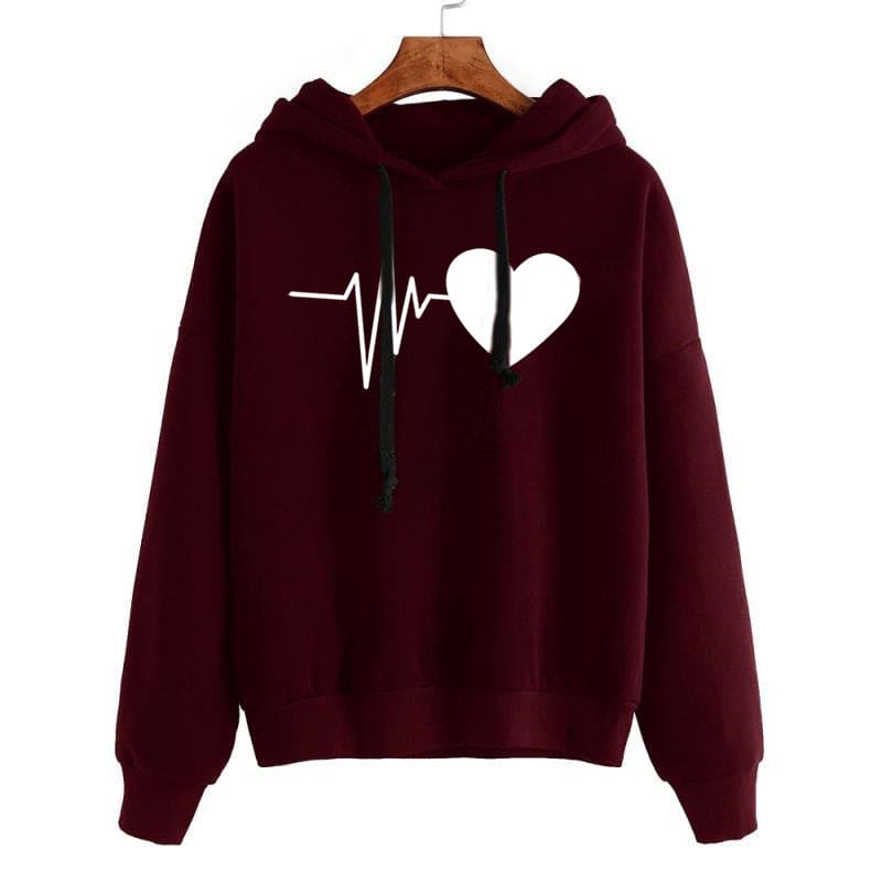 Women's heart print hoodie - PMMNAPOLES