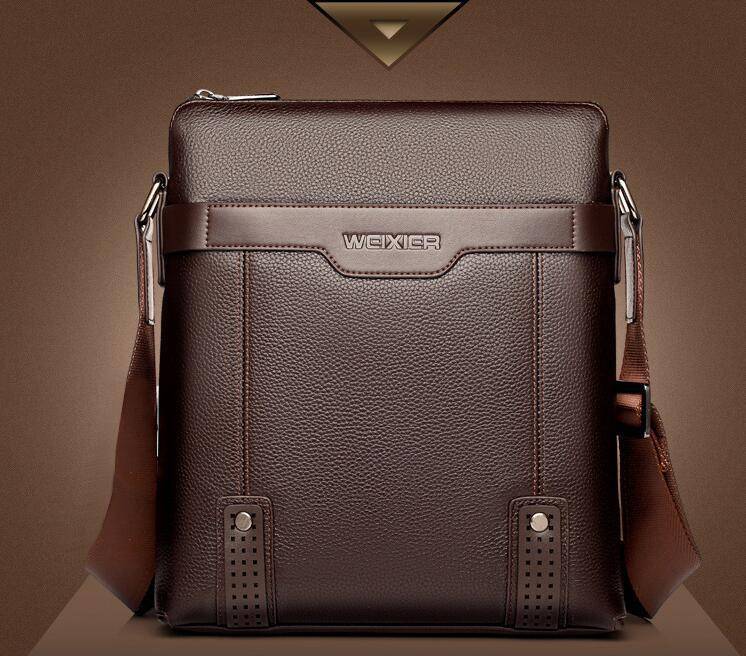Men’s PU Leather Messenger Bag with Zipper Closure, Soft Crossbody Design, Interior Pockets