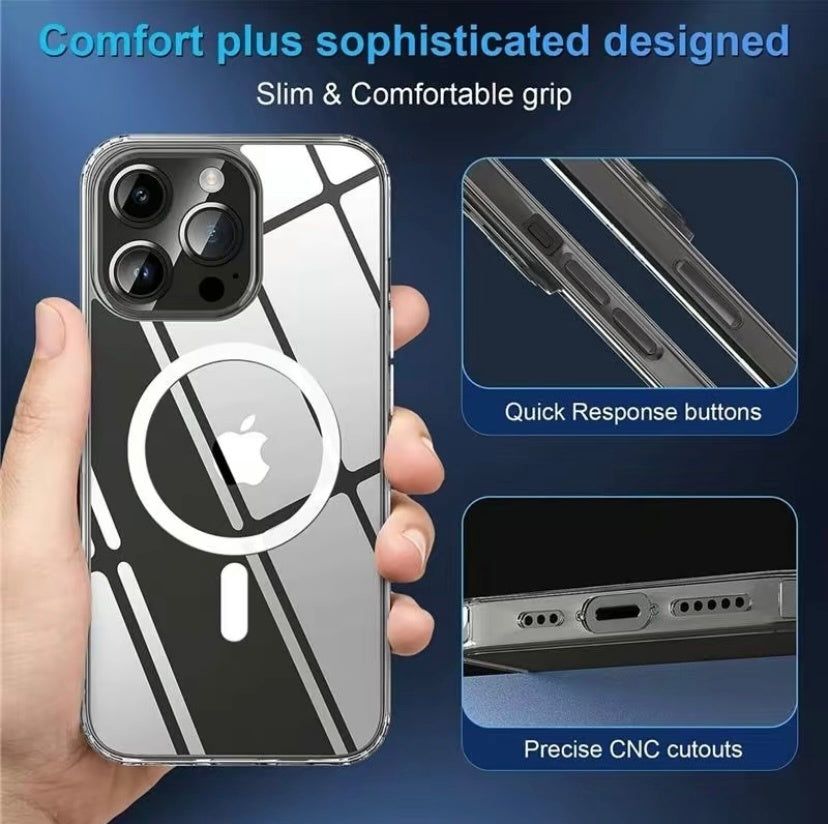 MagSafe Phone Case Clear Shockproof Military Grade Cover