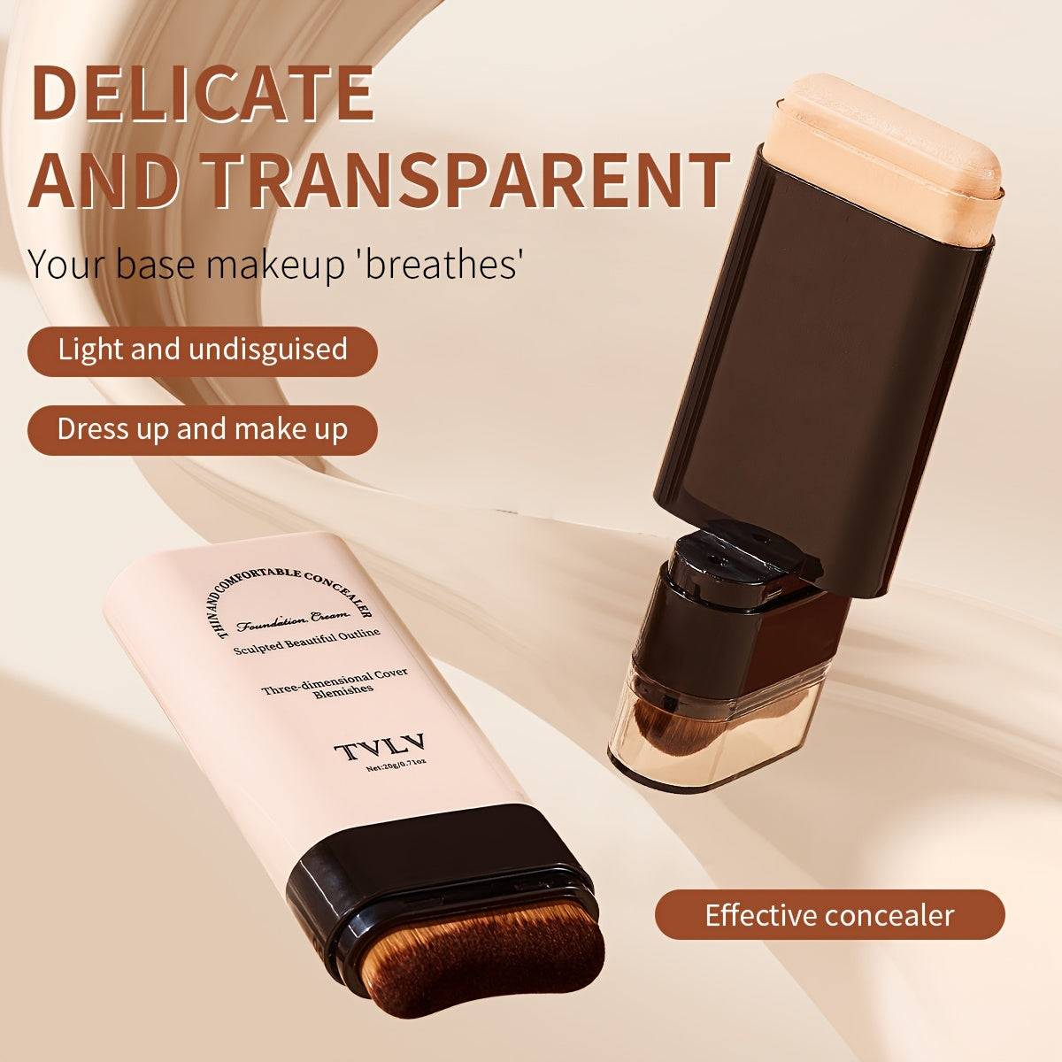 2-in-1 Foundation & Concealer Stick Waterproof Matte Makeup Portable Design for Daily or Travel Use