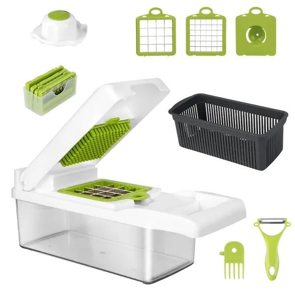Vegetable Chopper 12 in 1 Set with Container and Blades