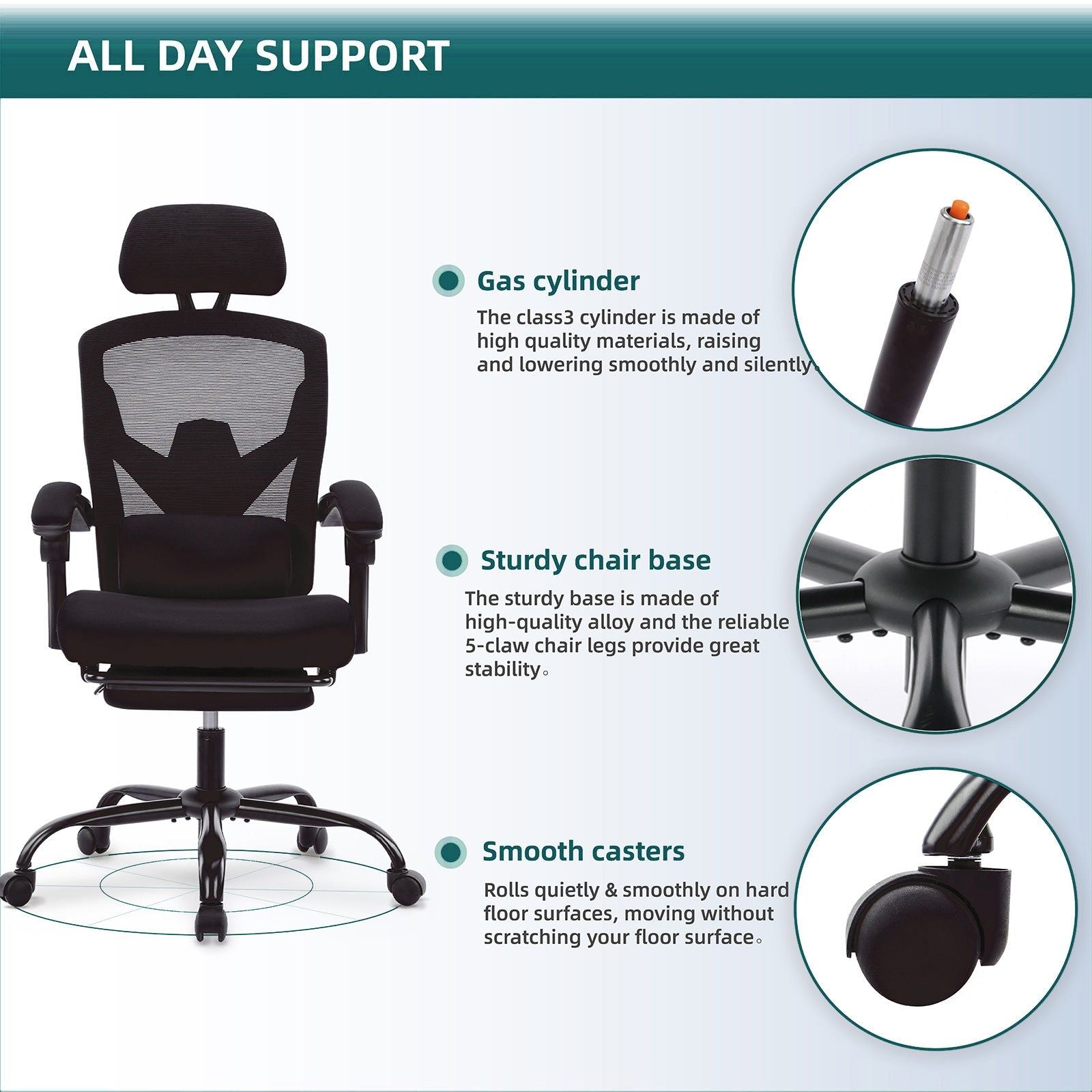 Ergonomic Office Chair with Footrest and Lumbar Support