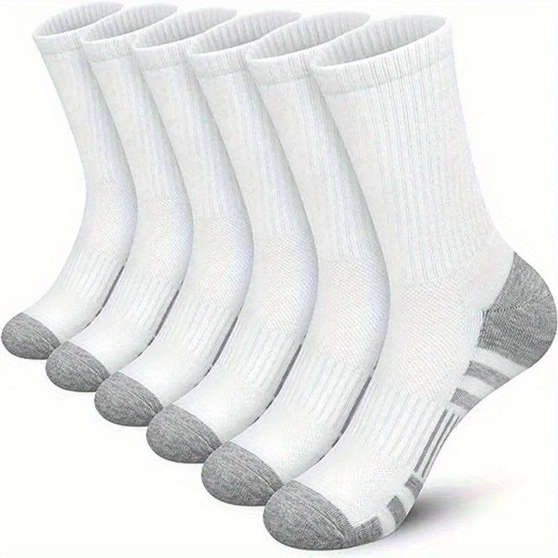 6 Pairs Men’s Mid-Crew Sports Socks, Breathable Sweat-Absorbing Athletic Socks for Basketball, Running & Outdoor Training