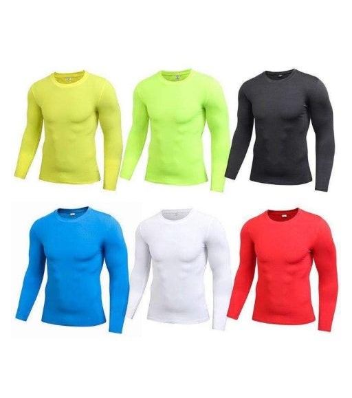 Mens Long Sleeve Compression Shirt Quick Dry Athletic Fit