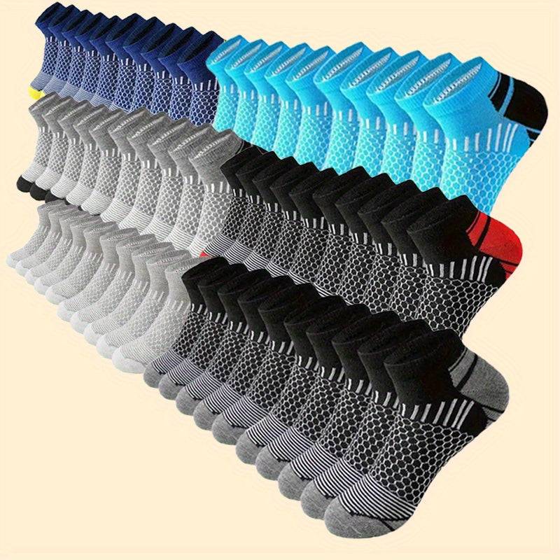 20/60 Pairs Men’s Low-Cut Crew Socks, Breathable Sweat-Absorbing All-Season Cotton Socks for Running, Training & Everyday Wear
