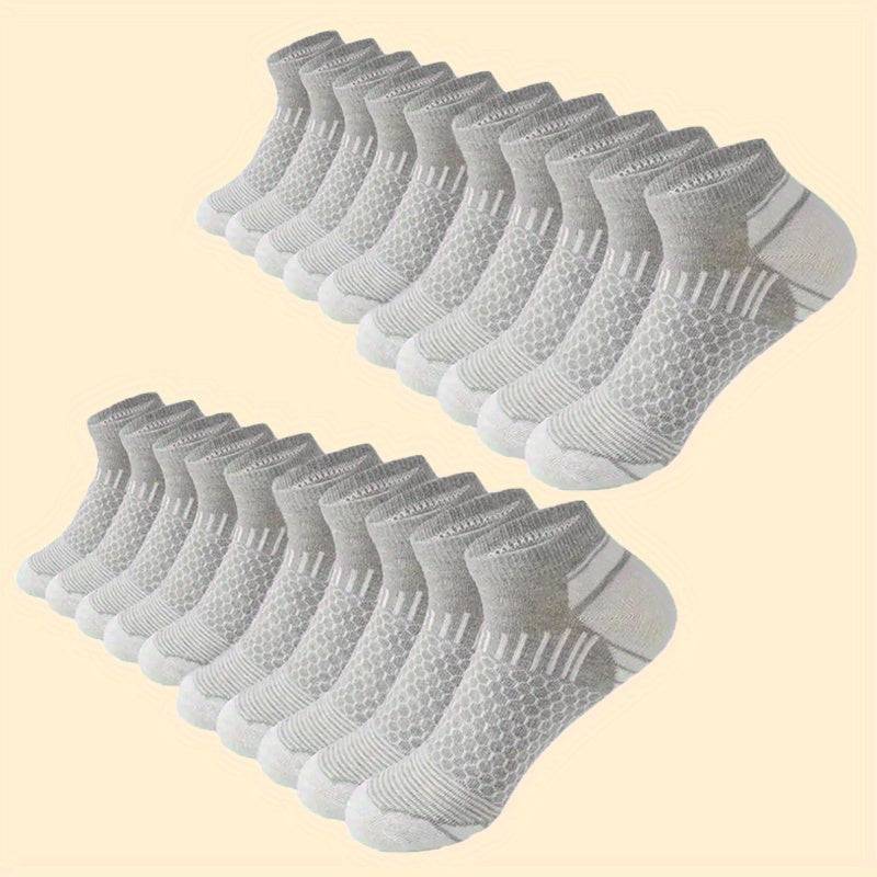 20/60 Pairs Men’s Low-Cut Crew Socks, Breathable Sweat-Absorbing All-Season Cotton Socks for Running, Training & Everyday Wear