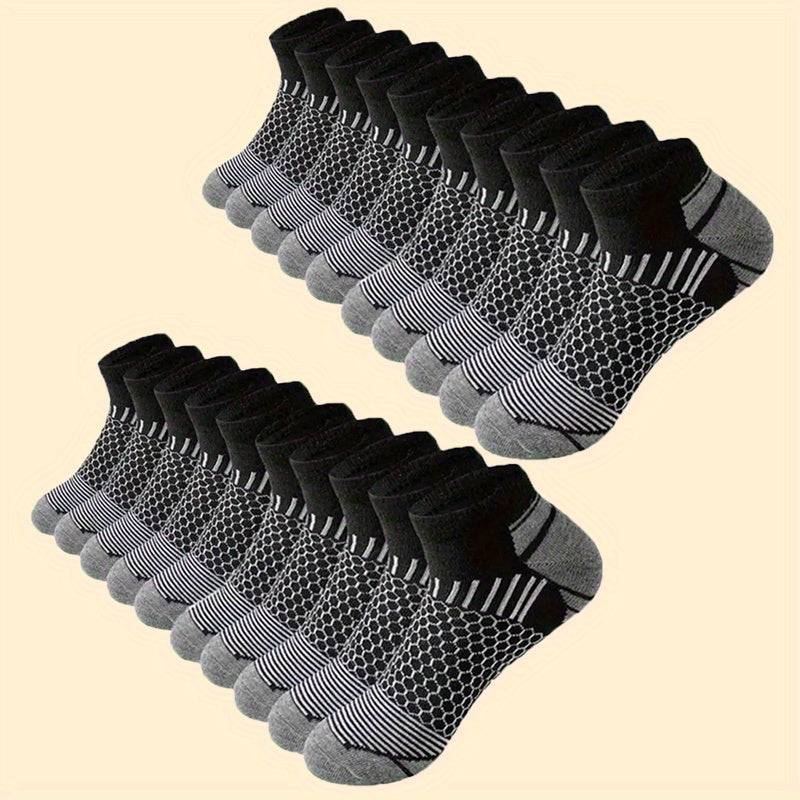20/60 Pairs Men’s Low-Cut Crew Socks, Breathable Sweat-Absorbing All-Season Cotton Socks for Running, Training & Everyday Wear