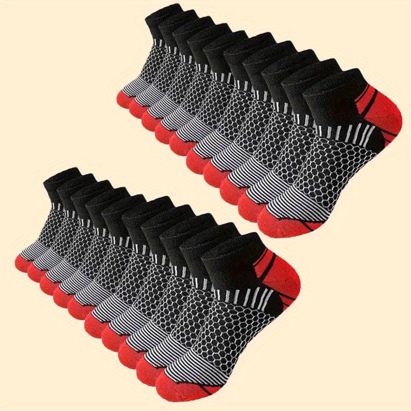 20/60 Pairs Men’s Low-Cut Crew Socks, Breathable Sweat-Absorbing All-Season Cotton Socks for Running, Training & Everyday Wear