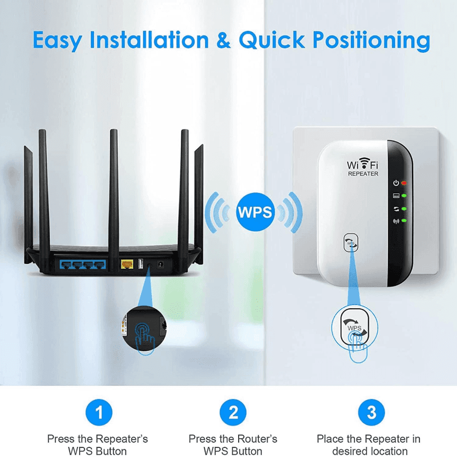 WiFi Extender with Ethernet Port – High-Speed Wireless Signal Booster for Home | Quick Setup, Long-Range WiFi Repeater