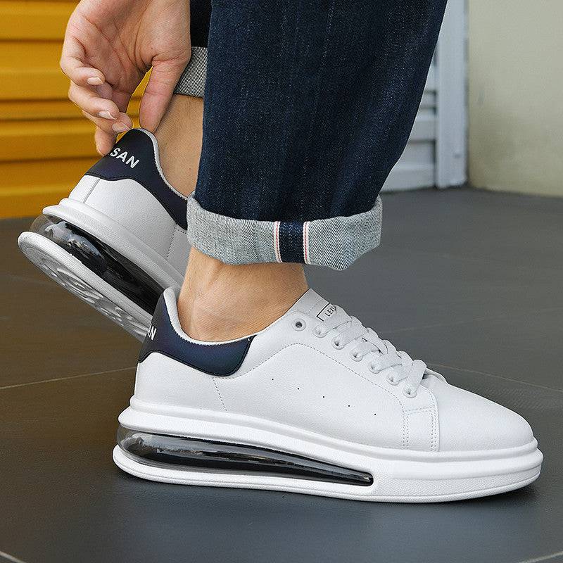 Men’s White Air Cushion Sneakers – Shock-Absorbing Casual Walking Shoes – Lightweight & Stylish for Daily Wear