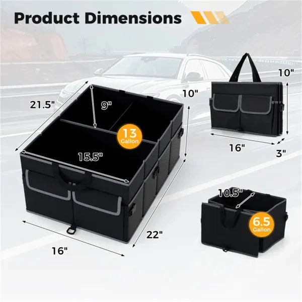 13 Gallon Car Trunk Organizer with Compartments