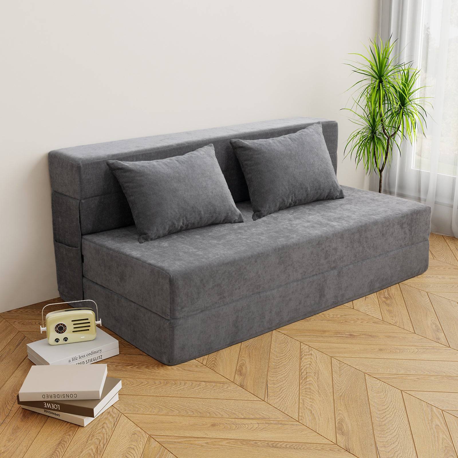 Folding Sofa Bed with Memory Foam, Convertible Sofa Chair with Removable Cover, Foldable Sleeper for Living Room, Dorm or Apartment
